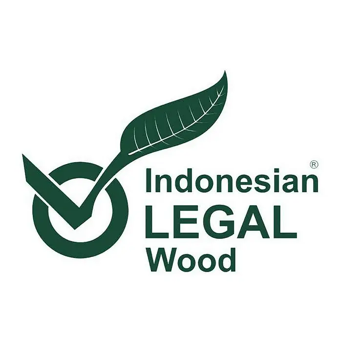 Kai Wiechmann Gartenbank - B x T x H: 150 x 57 x 92 cm, Teak, Naturbelassen - Logo für indonesisches Legal Wood mit einem grünen Blatt und einem Häkchen in einem Kreis, das für legale Holzprodukte steht.