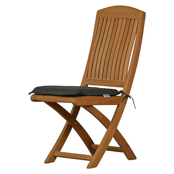 Kai Wiechmann Sitzauflage - Klappstuhl, L x B x H: 35 x 40 x 4 cm, Polyacryl, Anthrazit - Elegantes Teakholz Klappstuhl mit grauer Sitzauflage. Der Stuhl ist ideal für den Garten und Balkon und bietet Komfort und Stil.
