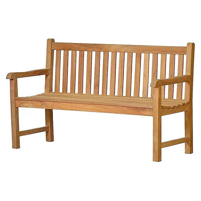 Kai Wiechmann Gartenbank - B x T x H: 130 x 65 x 92 cm, Teak, Naturbelassen - Eine Gartenbank aus Holz mit Armlehnen und Lattenmuster im Rückenbereich für entspannte Stunden im Freien.