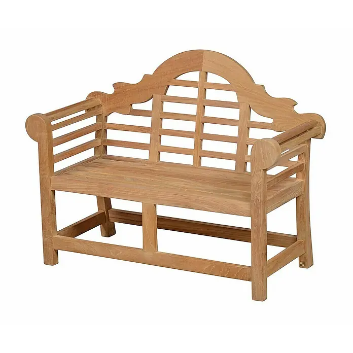 Kai Wiechmann Kinder-Gartenstuhl - Teakholz, Naturbelassen, B x T x H: 80 x 33 x 60 cm - Eine attraktive Gartenbank aus Teakholz mit geschwungenem Rückenteil und Armlehnen, perfekt für den Außenbereich.