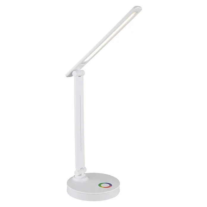 Globo LED-Tischleuchte Geraldo - 5 W, L x B x H: 280 x 150 x 500 mm, Mehrfarbig, Weiß - Weiße LED-Schreibtischlampe mit verstellbarem Arm und Farbtemperaturregelung für optimales Licht beim Arbeiten oder Lesen.