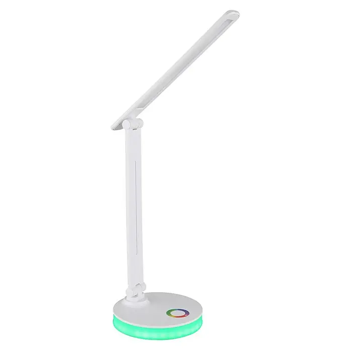 Globo LED-Tischleuchte Geraldo - 5 W, L x B x H: 280 x 150 x 500 mm, Mehrfarbig, Weiß - Moderne LED-Tischleuchte in Weiß mit farbiger Basisbeleuchtung für eine angenehme Atmosphäre beim Arbeiten oder Lesen.