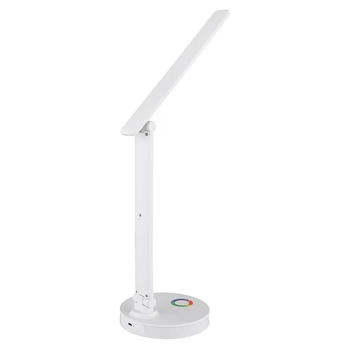 Globo LED-Tischleuchte Geraldo - 5 W, L x B x H: 280 x 150 x 500 mm, Mehrfarbig, Weiß - Eine elegante weiße Schreibtischlampe mit LED-Beleuchtung und Farbwechseloption. Perfekt für Büro und Zuhause, bietet sie stilvolle Funktionalität.