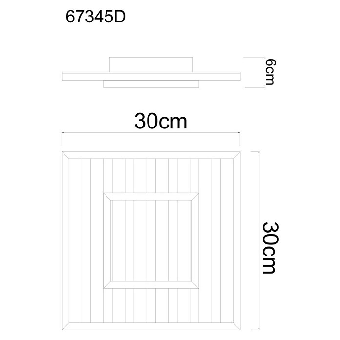 Globo LED stropna svjetiljka Woody  (D x Š x V: 300 x 300 x 60 mm, 18 W, Topla bijela) | BAUHAUS