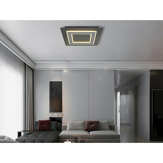 Globo LED-Deckenleuchte Jayden (L x B x H: 480 x 480 x 46 mm, quadratisch, Warmweiß, 40 W, Anthrazit) | BAUHAUS