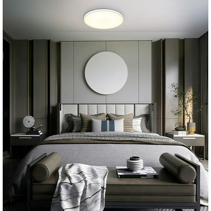 Globo LED-Deckenleuchte rund Nielsen (Ø x H: 400 x 40 mm, Weiß/Matt) | BAUHAUS