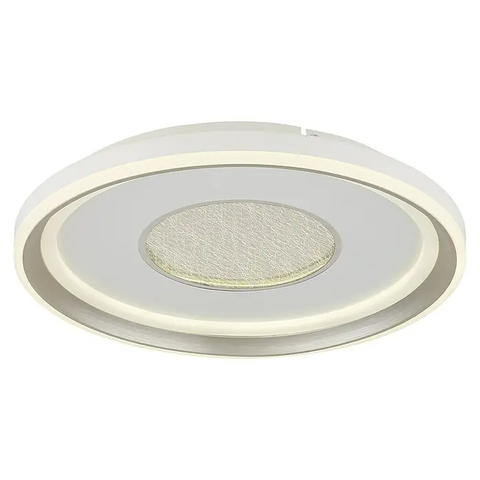 Globo LED-Deckenleuchte rund Eila - 48 W, Ø x H: 48 x 6,3 cm, Weiß/ Champagner - Moderne LED-Deckenleuchte mit rundem Design und dekorativer Mitte, ideal für stilvolle Innenräume.