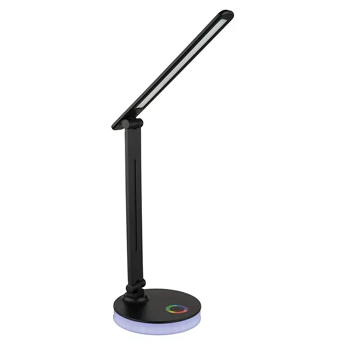 Globo LED-Tischleuchte Geraldo - 5 W, L x B x H: 280 x 150 x 500 mm, Mehrfarbig, Schwarz - Diese LED-Schreibtischlampe bietet helles Licht und einen farbwechselnden Sockel. Perfekt für jeden Arbeitsbereich, um Funktionalität und Stil zu kombinieren.