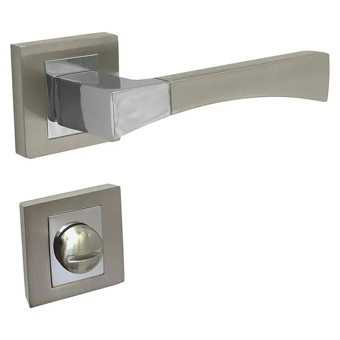 Lienbacher WC-Drückergarnitur Viola - Schlitzkopf/Olive - Türgriff-Garnitur in modernem Design. Die Oberfläche in Edelstahl-Optik verleiht jedem Raum eine elegante Note.
