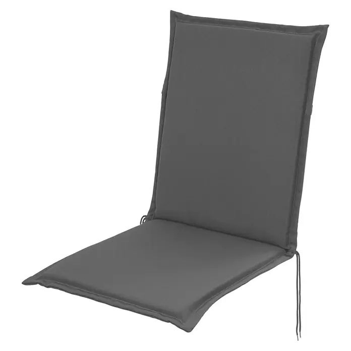 Sunfun Esdo Sitzauflage - Niederlehner, L x B x H: 100 x 45 x 4,5 cm, Polyester, Grau - Ein graues Sitzkissen mit Rückenlehne für Gartenmöbel, ideal für entspannte Stunden im Freien. Der Bezug ist strapazierfähig und pflegeleicht.
