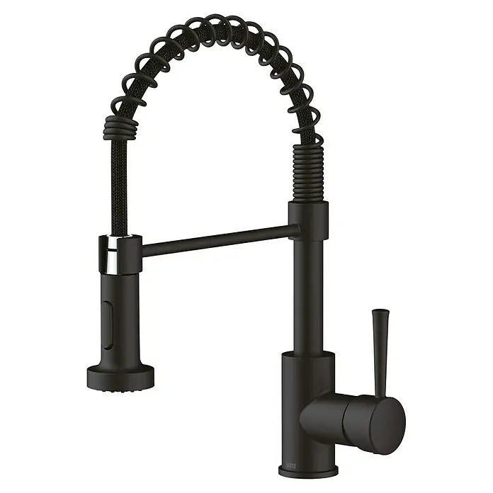 Lenz Spültischarmatur Nova - Schwarz, Matt, Niederdruck - Dunkler Küchenarmatur mit flexiblem Auslaufschlauch und Einhebelmischer. Perfekt für moderne Küchen mit praktischer Bedienbarkeit.