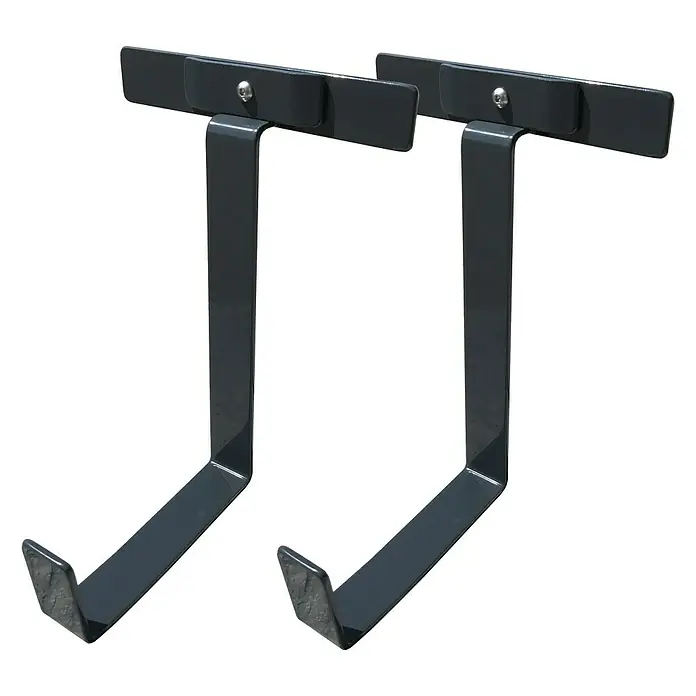 WMT Eindrehhalterung für Blumenkästen - 16 x 17 x 24 cm, Anthrazit - Zwei graue Wandhaken zur Aufbewahrung. Sie sind robust und ideal für Garage oder Werkstatt zur Werkzeugaufbewahrung.