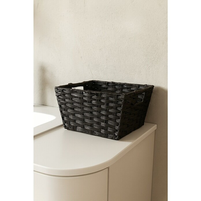 Versa Cesta para el baño alta con asas (L x An x Al: 29 x 24 x 19 cm, Fibras plásticas, Gris) | BAUHAUS
