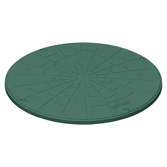 Abdeckung Unground Cover - Passend für: Regenwassertank Unground, Durchmesser: 71 cm - Eine grüne Waterform Schachtabdeckung mit einem markanten Pflastersteindesign. Die Oberfläche ist detailreich gestaltet.