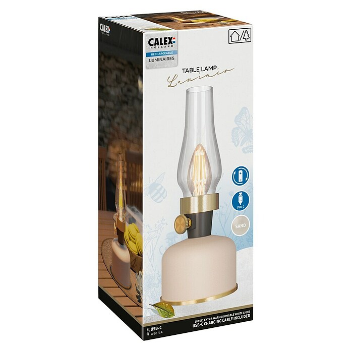 Calex Accu-tafellamp Lavinio (Hoogte: 27 cm, Zand, IP44) | BAUHAUS