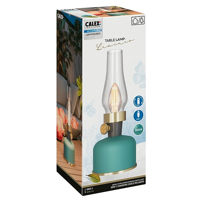 Calex Accu-tafellamp Lavinio (Hoogte: 27 cm, Groen, IP44) | BAUHAUS