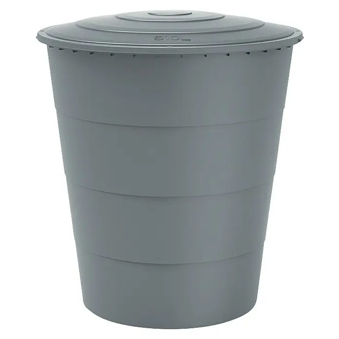 Regentonne Smooth - 510 l, Glattes Grau, 1 Stk. - Grauer 510-Liter-Regenwassertank mit Deckel. Ideal zur Gartenbewässerung und Wasserspeicherung. Robust und langlebig.