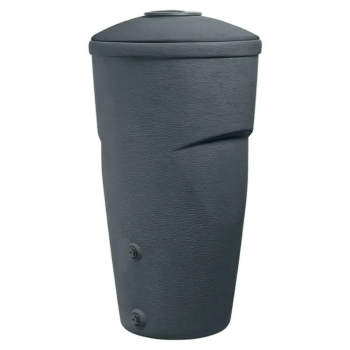 Regentonne Wallycan - 270 l, Anthrazit, 1 Stk. - Graue Regentonne zur Gartenbewässerung. Robuste Ausführung mit Deckel, ideal zur Wasserspeicherung und nachhaltigen Nutzung im Außenbereich.