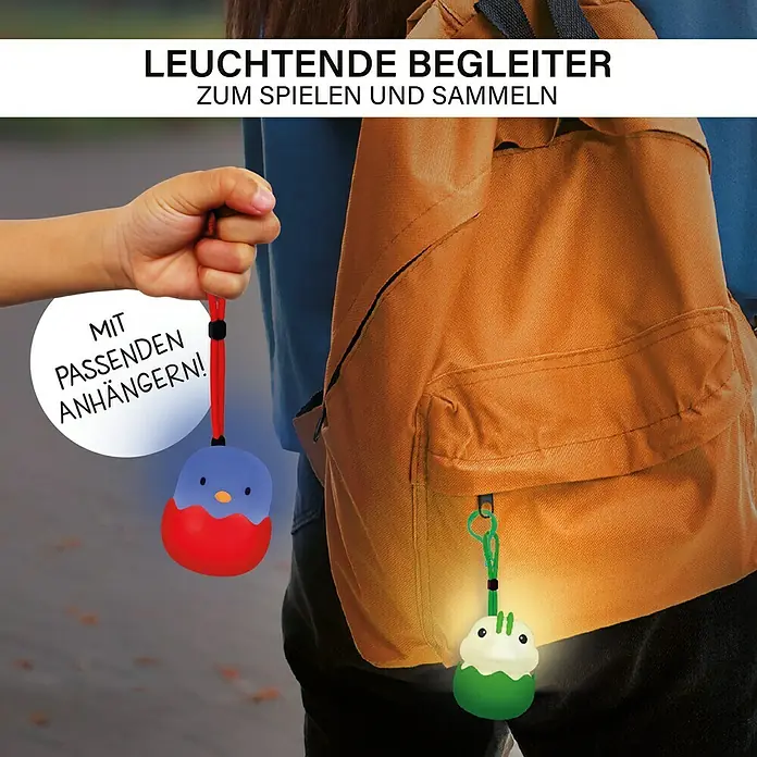 MegaLight LED-Nachtlicht Mystery Lights Eggys - 0,2 W, L x B x H: 45 x 45 x 50 mm, RGBW, Gesamtstückzahl: 1 Stk. - Leuchtende Begleiter zum Spielen und Sammeln. Die Anhänger sind passend und machen Spaß!