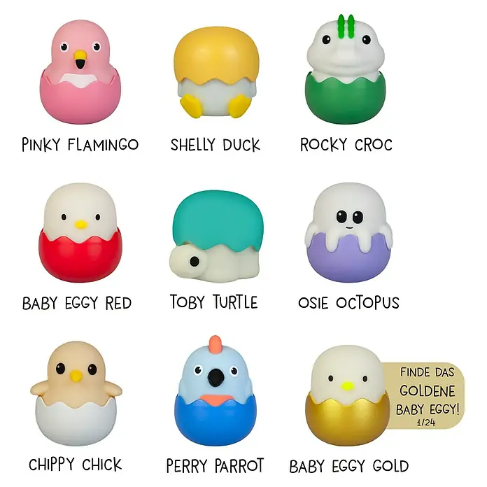 MegaLight LED-Nachtlicht Mystery Lights Eggys - 0,2 W, L x B x H: 45 x 45 x 50 mm, RGBW, Gesamtstückzahl: 1 Stk. - Verschiedene Baby-Eier-Überraschungsspielzeuge mit Tiermotiven.