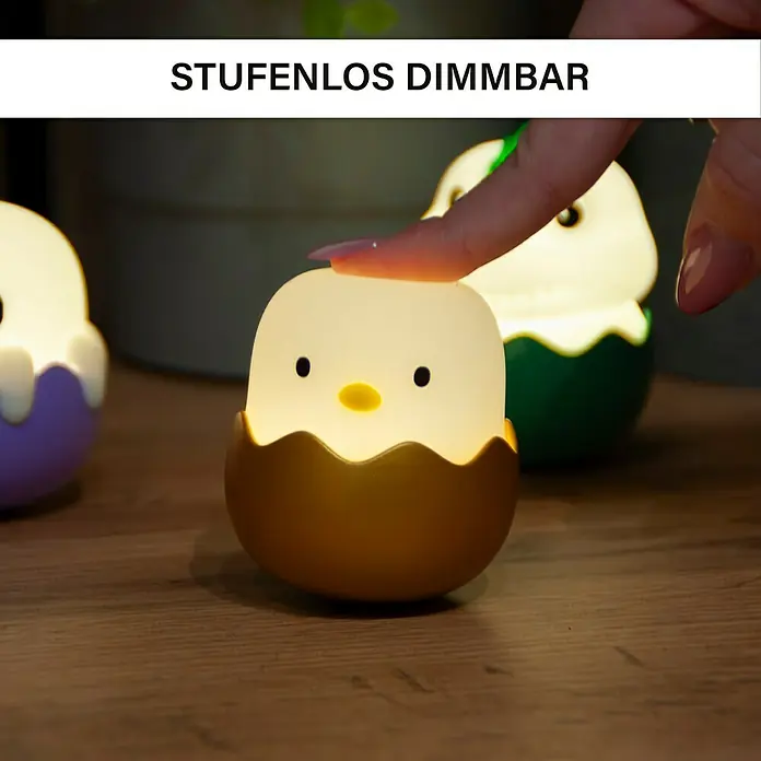 MegaLight LED-Nachtlicht Mystery Lights Eggys - 0,2 W, L x B x H: 45 x 45 x 50 mm, RGBW, Gesamtstückzahl: 1 Stk. - Niedliche Kükenlampe mit stufenloser Dimmfunktion, perfekt als Nachtlicht oder dekoratives Element. Sanftes Licht und kinderfreundliches Design.