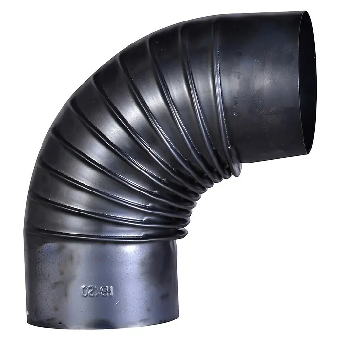 Firefix Ofenrohrbogen - Durchmesser: 120 mm, 90 °, Blauglanz - Schwarzer, gebogener Rauchrohrbogen für Ofenrohre, ideal zur sicheren Ableitung von Rauchgasen.