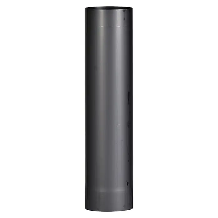 Firefix Ofenrohr - Ø x L: 120 x 500 mm, Gebläut, Blauglanz - Nahaufnahme eines schwarzen Rauchrohrs mit leichten Kratzern. Das Rohr ist zylindrisch und glänzend.