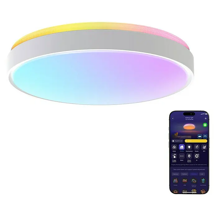 Govee LED-Deckenleuchte rund - 24 W, Weiß, RGBW, Durchmesser: 38,1 cm - Intelligente LED-Deckenleuchte mit Farbwechselfunktion, gesteuert über eine Smartphone-App für individuelle Beleuchtungseffekte.