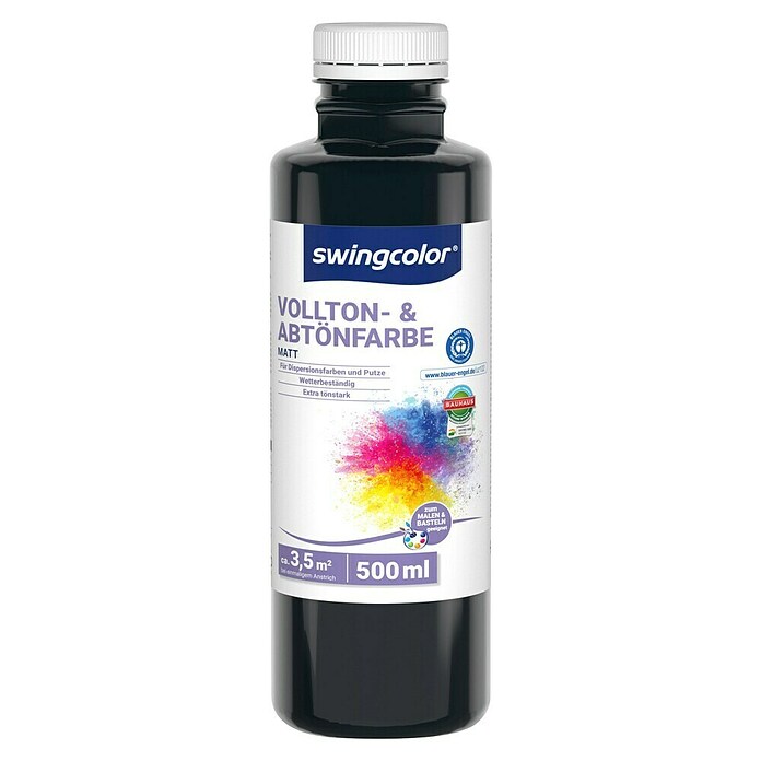 swingcolor Vollton- & Abtönfarbe (Schwarz, Matt, 500 ml, Konservierungsmittelfrei) | BAUHAUS