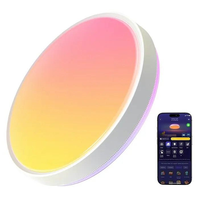 Govee LED-Deckenleuchte rund - 24 W, Weiß, RGBW, Durchmesser: 38,1 cm - Smart Deckenleuchte mit Farbverlauf und App-Steuerung für individuelle Beleuchtungseffekte in jedem Raum.