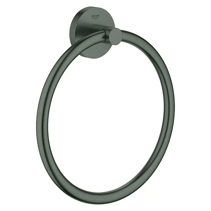 Grohe Essentials Handtuchring - Hard Graphite, Matt - Ein stilvoller, runder Handtuchhalter in dunklem Grau von Grohe für das Badezimmer. Praktisch und modern.