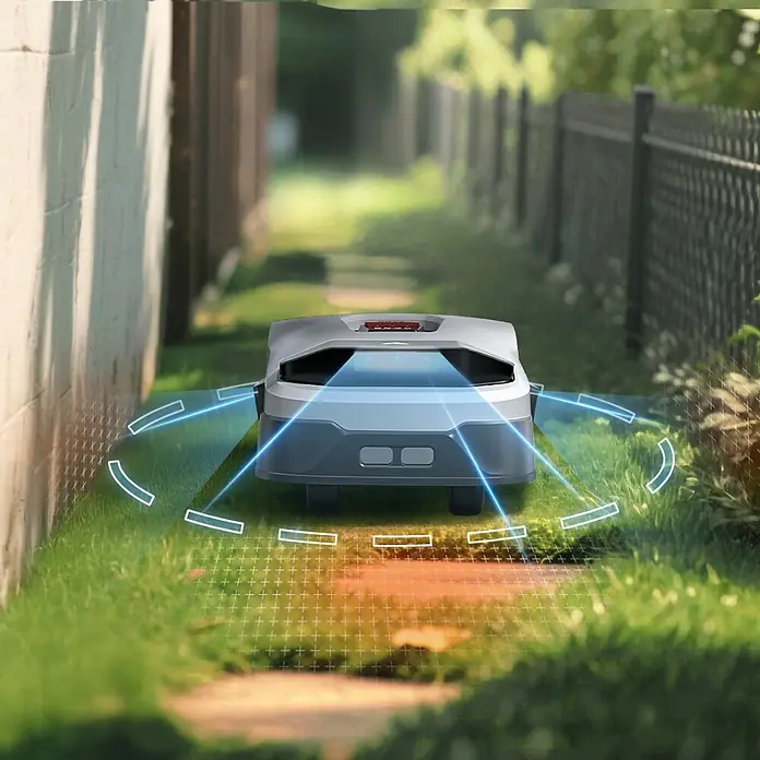 Anthbot Mähroboter Genie 3000 - 3.600 m², Schnittbreite: 20 cm, Satellitengestützte Navigation, RTK - Der smarte Rasenmäher-Roboter sorgt für einen gepflegten Rasen. Mit seiner Sensorik navigiert er sicher durch den Garten und vermeidet Hindernisse.