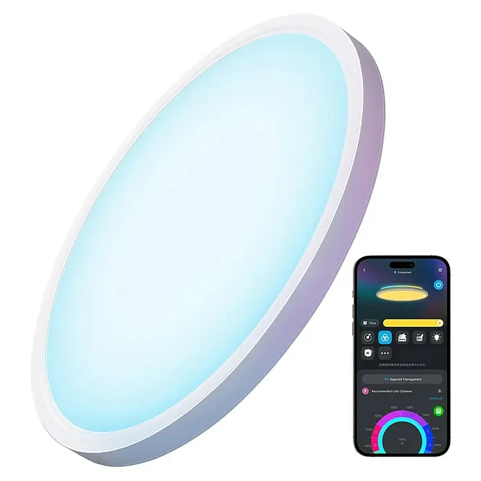 Govee LED-Deckenleuchte rund - 24 W, Weiß, RGBW, Durchmesser: 30,48 cm - Eine intelligente LED-Deckenleuchte mit Farbwechsel, die per Smartphone-App gesteuert wird, für moderne Beleuchtung.
