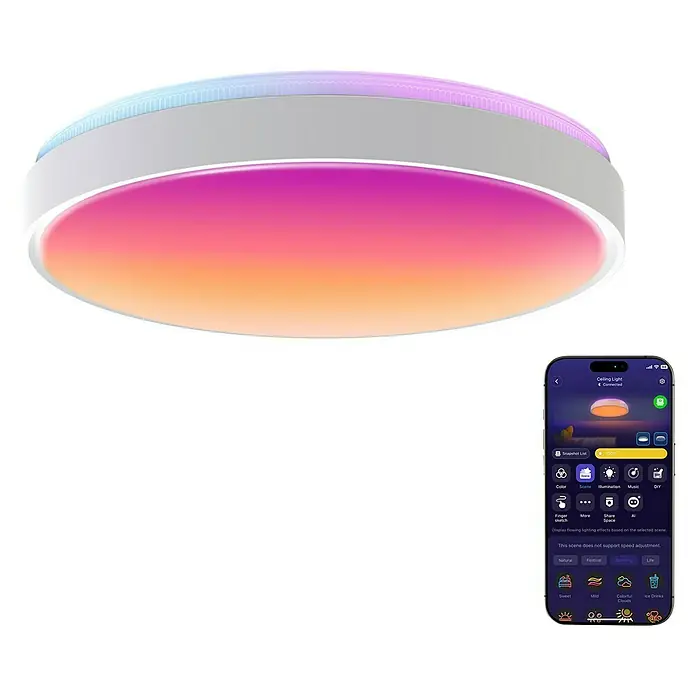 Govee LED-Deckenleuchte rund - 24 W, Weiß, RGBW, Durchmesser: 38,1 cm - Smart-Deckenleuchte mit Farbwechsel und App-Steuerung für ein individuelles Ambiente.