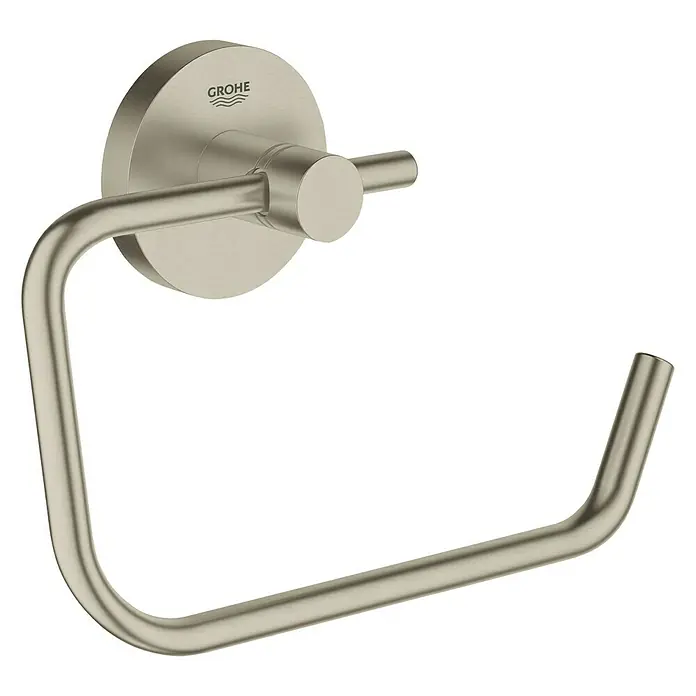 Grohe Essentials Toilettenpapierhalter - Ohne Deckel, Nickel, Matt - Eine Grohe Essentials Handtuchringhalterung in gebürstetem Nickel. Moderne und praktische Badezimmerausstattung.