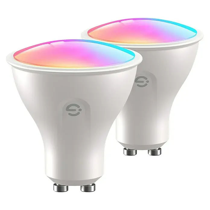 LED-Lampe - GU10, Dimmbar, RGBW, 400 lm, 4,8 W, 2 Stk. - Zwei intelligente GU10-Lampen, die farbiges Licht ausstrahlen und sich ideal für die stimmungsvolle Beleuchtung in jedem Raum eignen.