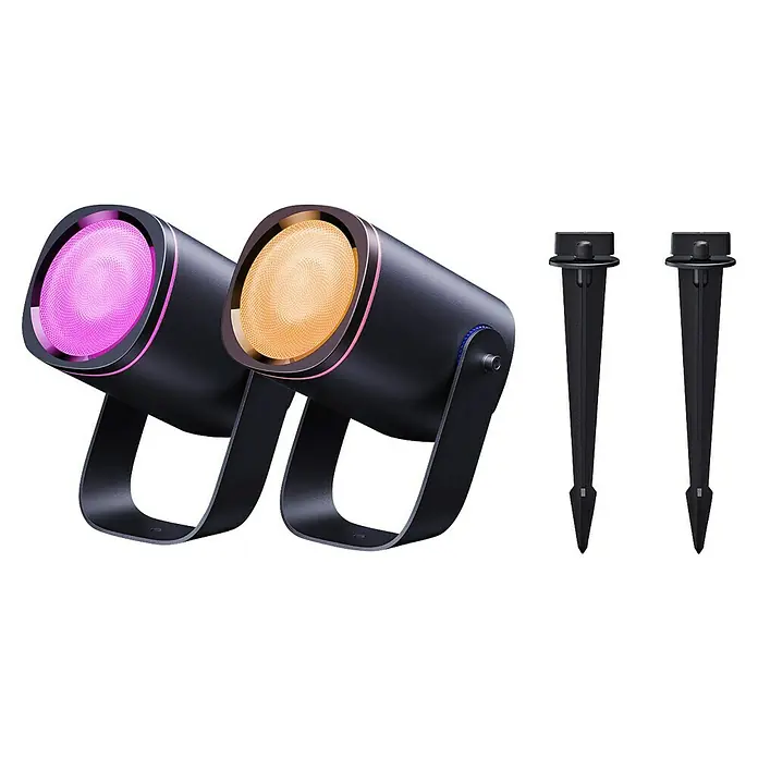 Govee LED-Außenstrahler - 24 W, IP67, Höhe: 30,6 cm - Gartenstrahler mit Erdspießen, die mit farbigen LEDs für eine stimmungsvolle Beleuchtung im Außenbereich sorgen.