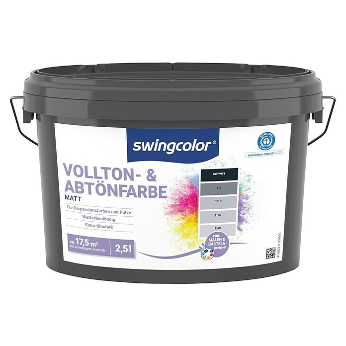 swingcolor Vollton- & Abtönfarbe (Schwarz, Matt, 2,5 l, Konservierungsmittelfrei) | BAUHAUS
