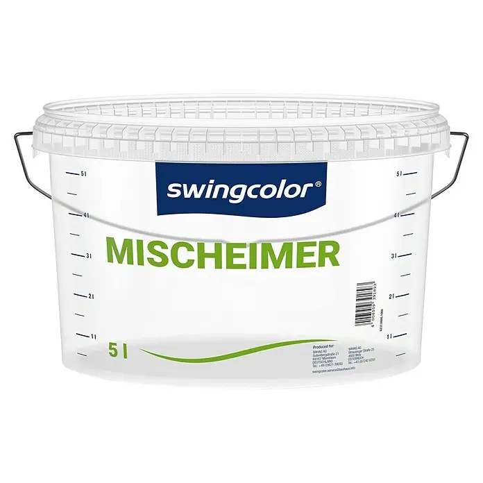 swingcolor Leer-Mischeimer mit Deckel - Oval, 5 l, Kunststoff - Farbmischeimer der Marke Swingcolor mit Füllmengenangaben, ideal zum Mischen von Farben und Lacken.