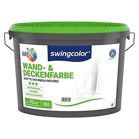 swingcolor Mix Wandfarbe Wand- & Deckenfarbe zum Mischen lassen (Basismischfarbe 4, Matt, 10 l, Konservierungsmittelfrei)