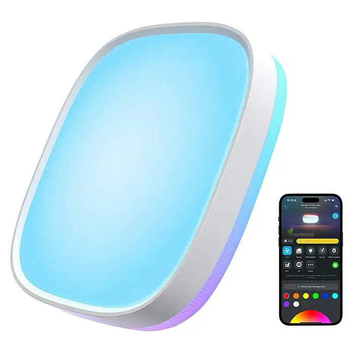 Govee LED-Deckenleuchte - 24 W, L x B x H: 30,48 x 30,4 x 3 cm, Weiß - Intelligente Deckenleuchte mit Farbwiedergabe und Smartphone-App zur Steuerung von Lichteffekten und Beleuchtungseinstellungen.