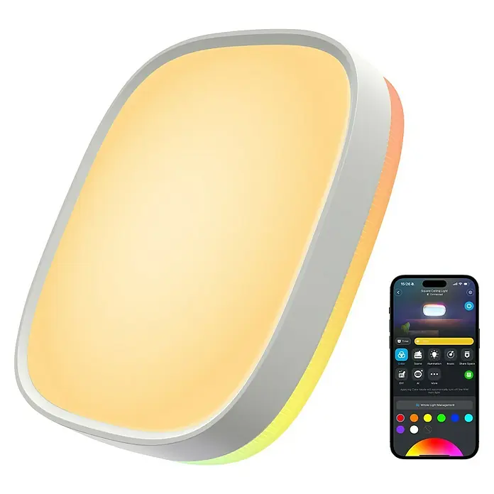 Govee LED-Deckenleuchte - 24 W, L x B x H: 30,48 x 30,4 x 3 cm, Weiß - Intelligente Lichtsteuerung: LED-Panel mit Smartphone-App zur Farb- und Helligkeitsanpassung für eine personalisierte Beleuchtung.