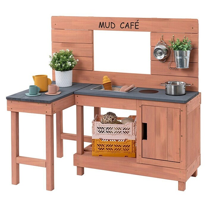 Muddy Buddy Matschküche Coffee Corner (100 x 60 x 95 cm, Holz, Puderrosa) | BAUHAUS