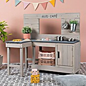Muddy Buddy Matschküche Coffee Corner (100 x 60 x 95 cm, Holz, Warmgrau) | BAUHAUS