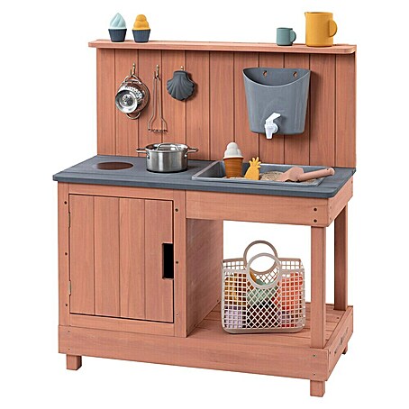 Muddy Buddy Matschküche Mud Expert (80 x 40 x 90 cm, Holz, Puderrosa)
