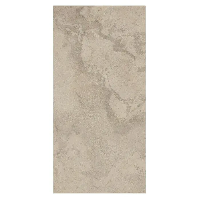 Classen Vinylbodenmuster GreenVinyl Nimbus Beige - 300 x 310 x 4 mm, Fliesenoptik - Eine einzelne beigefarbene Marmorfliese mit einem subtilen, natürlichen Muster. Die Fliese hat eine matte Oberfläche und ist rechteckig.