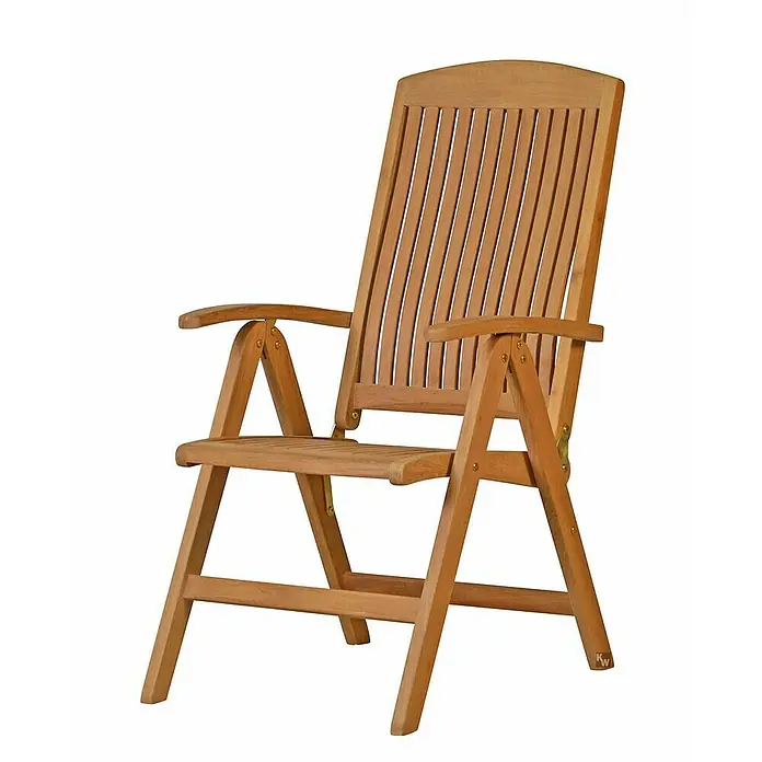 Kai Wiechmann Gartenstuhl - Teakholz, Klappbar, Naturbelassen, B x T x H: 63 x 77 x 110 cm - Ein stilvoller Teakholz-Gartenstuhl mit Armlehnen und Lattenmuster für entspannte Stunden im Freien. Der perfekte Begleiter für sonnige Tage.