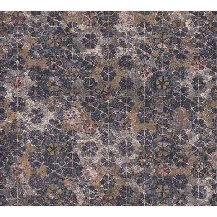 A.S. Création New Walls Vliestapete Mosaik - Lila, Fliesenoptik, 10,05 x 0,53 m - Ein Teppich mit einem floralen Muster in gedämpften Farben, ideal für ein stilvolles Interieur. Der Teppich bietet eine dekorative und bequeme Oberfläche.