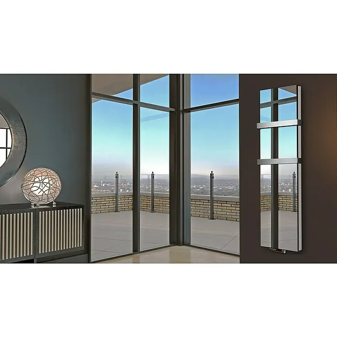 Badheizkörper Mirror - B x H: 470 x 1.800 mm, Nennleistung: 1.964 W, 2 x Halter 50mm, Spiegel - Ein eleganter, moderner Heizkörper mit Spiegel-Design. Das Heizkörpersystem ist eine stilvolle Ergänzung und wirkt als Raumaccessoire.