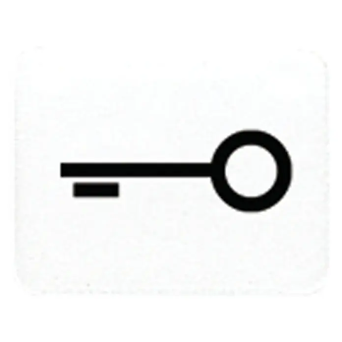 Jung Kalotte 33 L WW - Weiß, Kunststoff, Schlüssel-Symbol - Schwarzes Liniensymbol eines Schlüssels, das Zugang, Sicherheit oder Anmeldung darstellt.